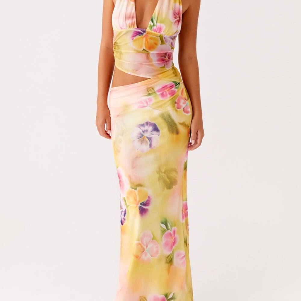 Peppermayo Floral Maxi Dress - Yellow and Pink Size 4